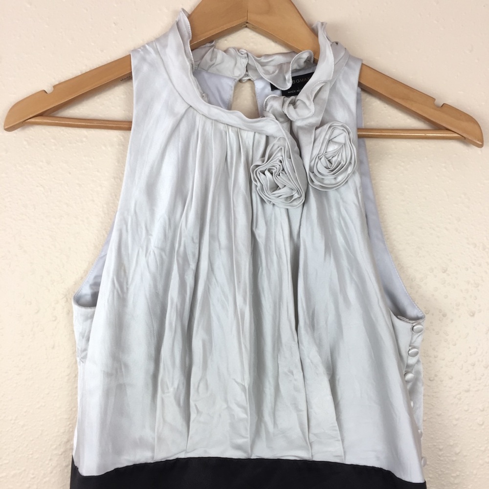 BCBG MaxAzria Silk Halter Dress White Black Sz 10 - Picture 2 of 8